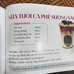 Trang công thức Sữa tươi cà phê sương sáo kèm giá vốn