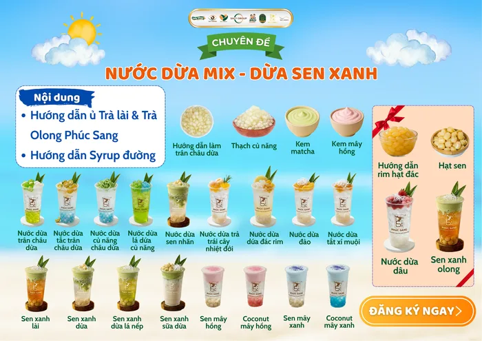 Khóa online Nước dừa - sen xanh: menu nước dừa mix và trà sen