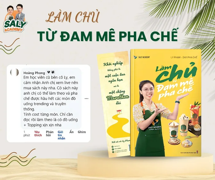 Bình luận của học viên Hoàng Phong: có sách này anh chị có thể làm theo và pha chế được hầu hết các món đồ uống trending và truyền thống, tính cost từng món